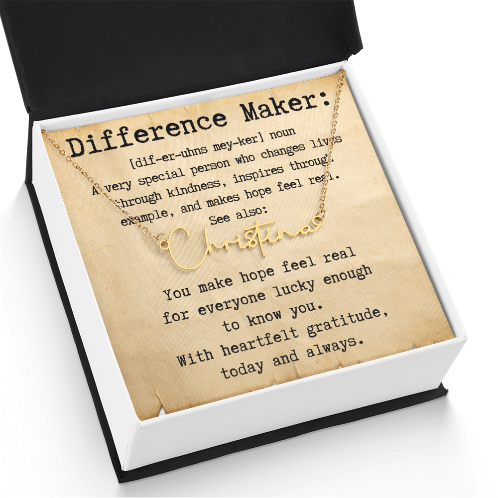 Personalized Gift for a Difference Maker - Signature Style Name Necklace