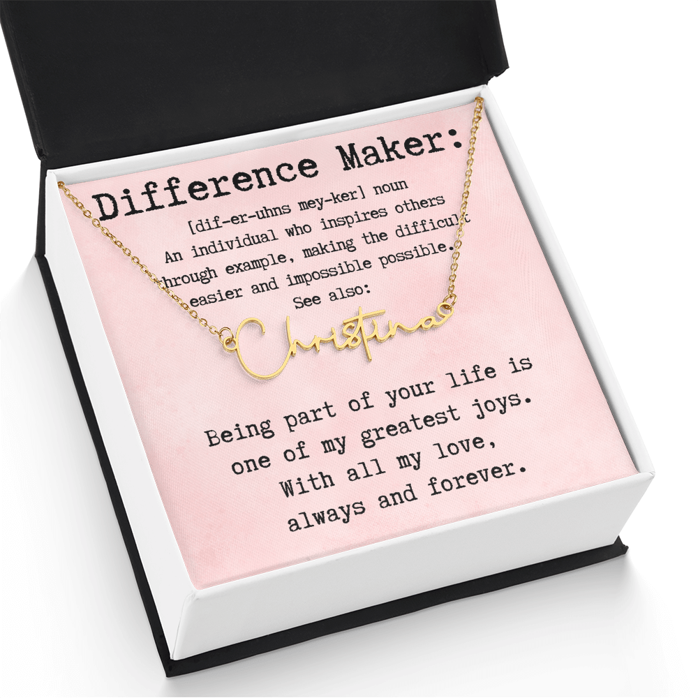 Customized Gift for Difference Maker - Signature Style Name Necklace
