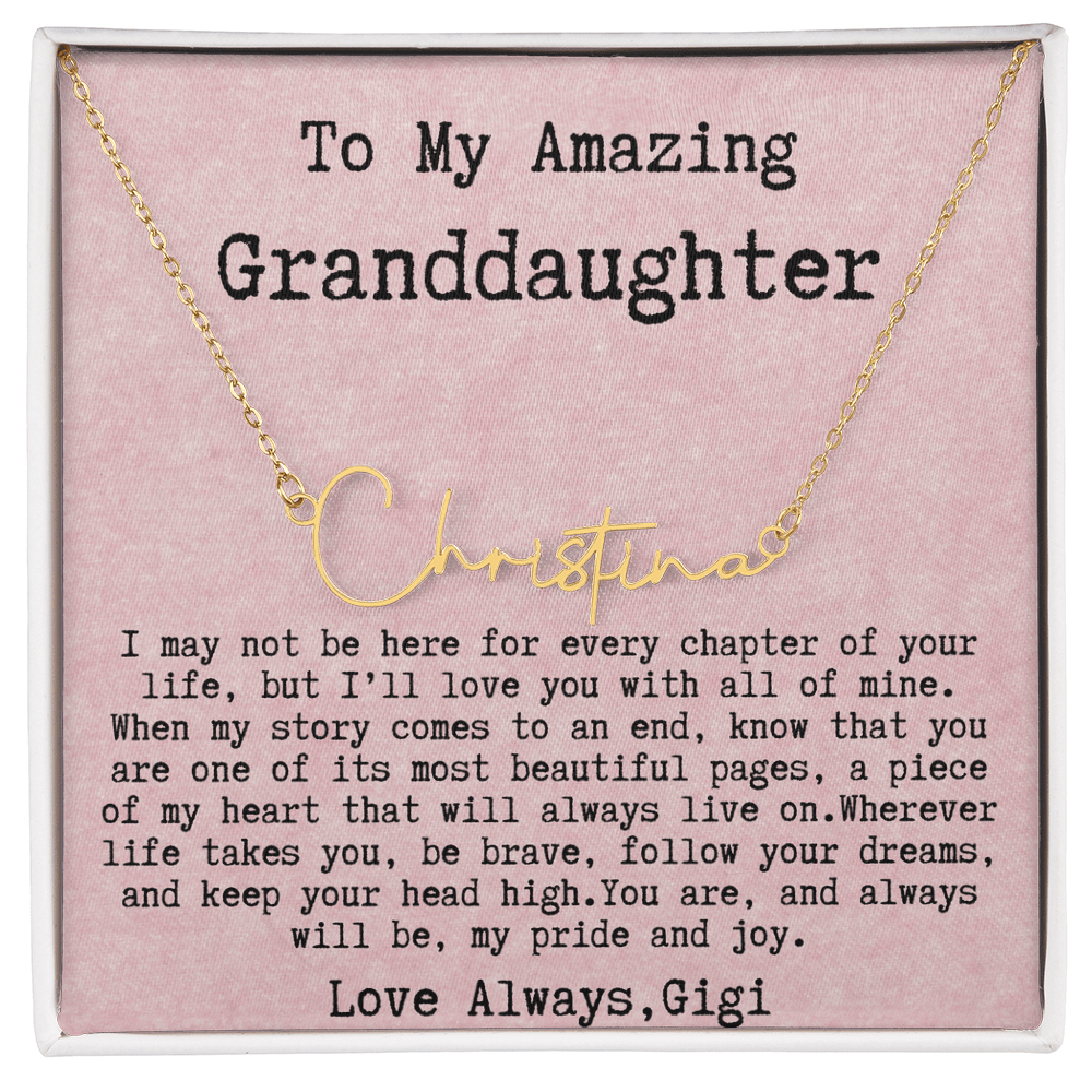 Personalized Birthday Gift for Granddaughter – Custom Signature Style Name Necklace – Unique Name Plate Necklace from Gigi