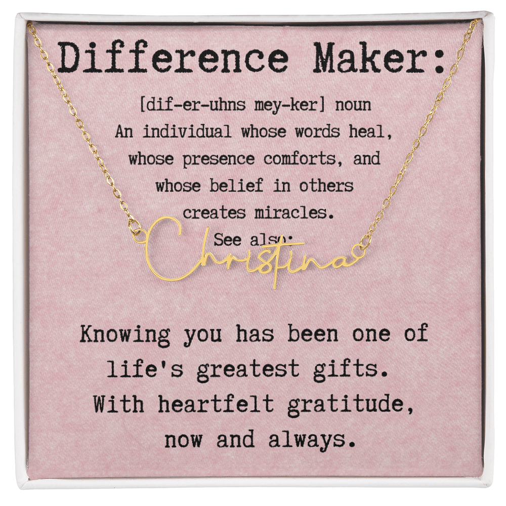 Personalized Name Necklace for a Difference Maker- Signature Style Name Necklace