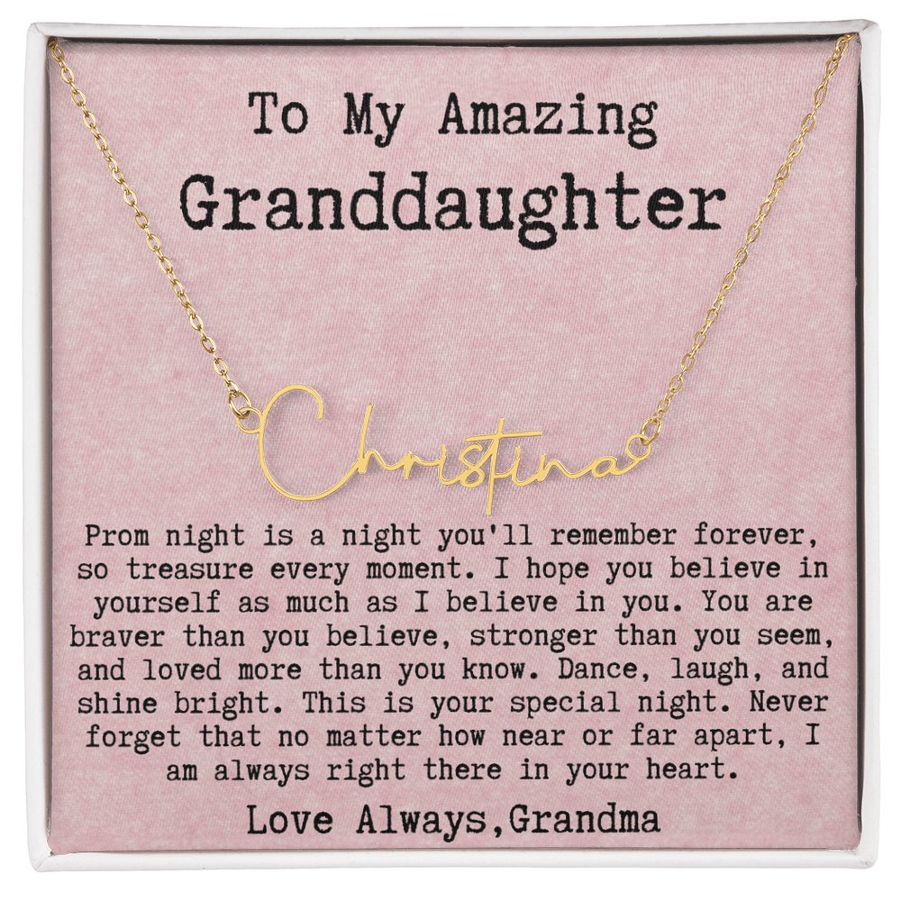 Personalized Prom Night Gift from Grandma to Granddaughter - Signature Style Name Necklace