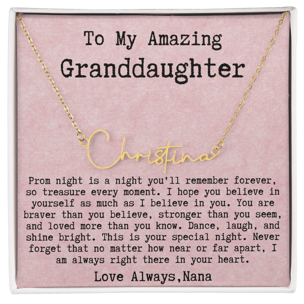 Personalized Prom Night Gift from Nana to Granddaughter - Signature Style Name Necklace