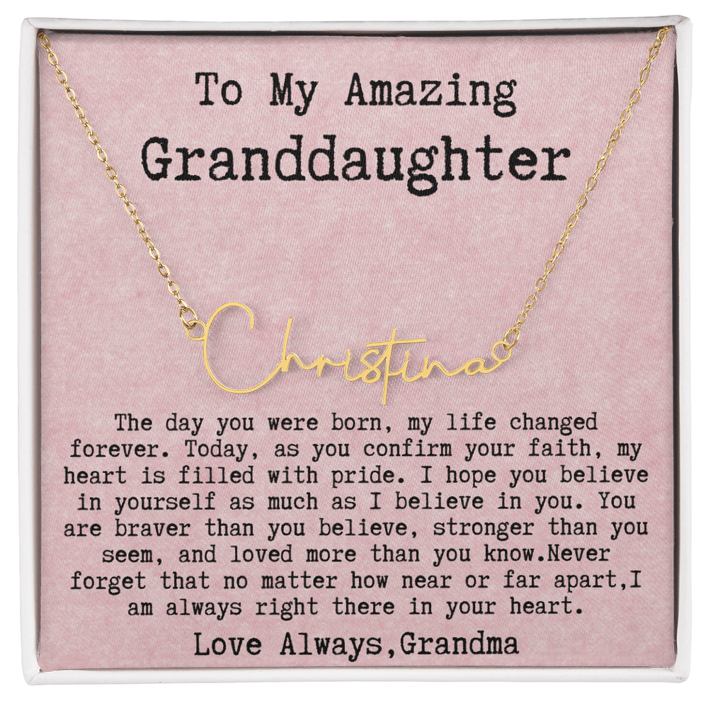 Personalized Confirmation Gift from Grandma to Granddaughter - Signature Style Name Necklace