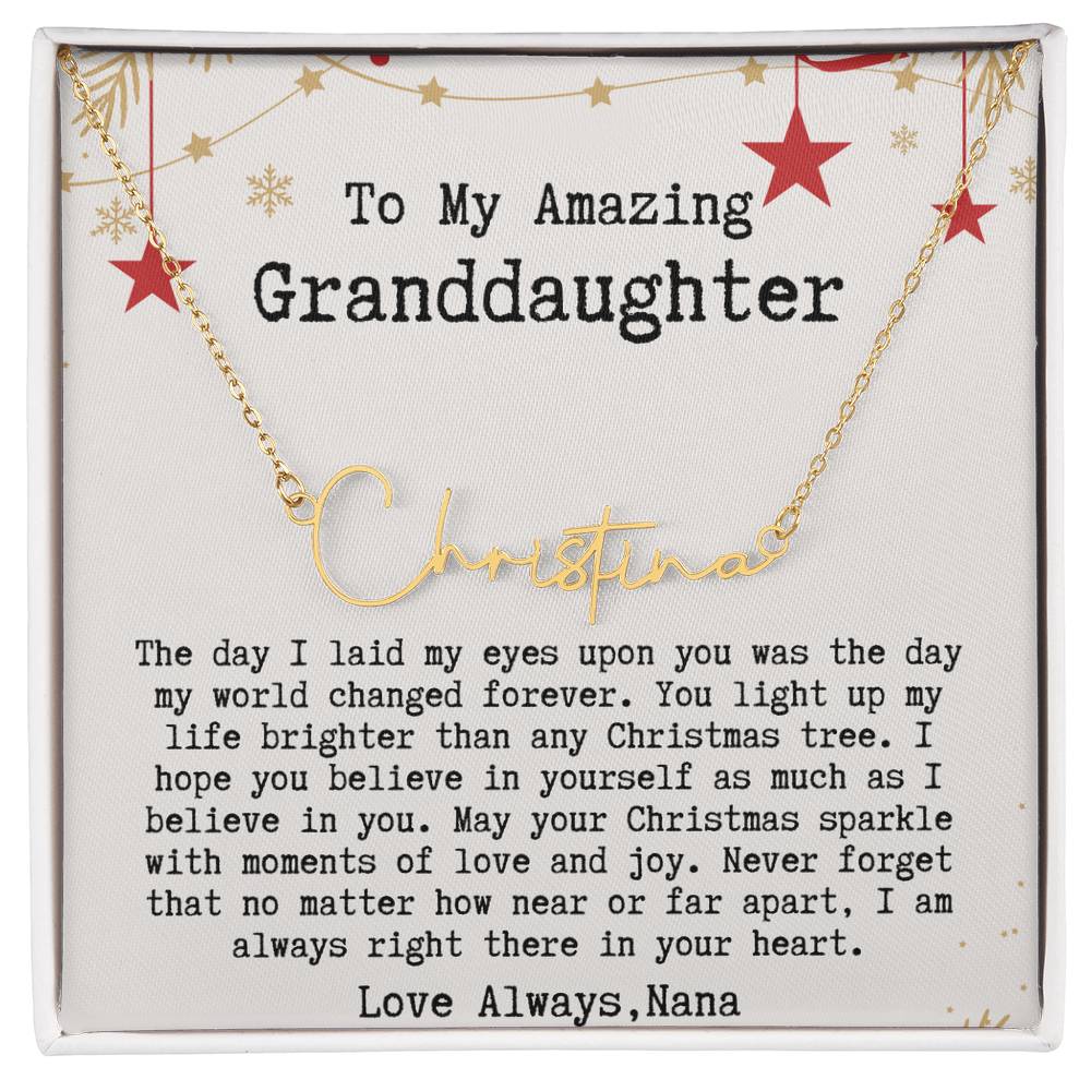 Personalized Christmas Gift from Nana to Granddaughter - Signature Style Name Necklace