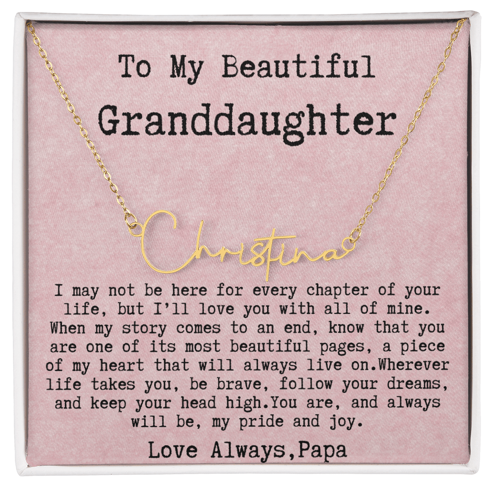 Personalized Gift for Granddaughter from Papa - Signature Style Name Necklace