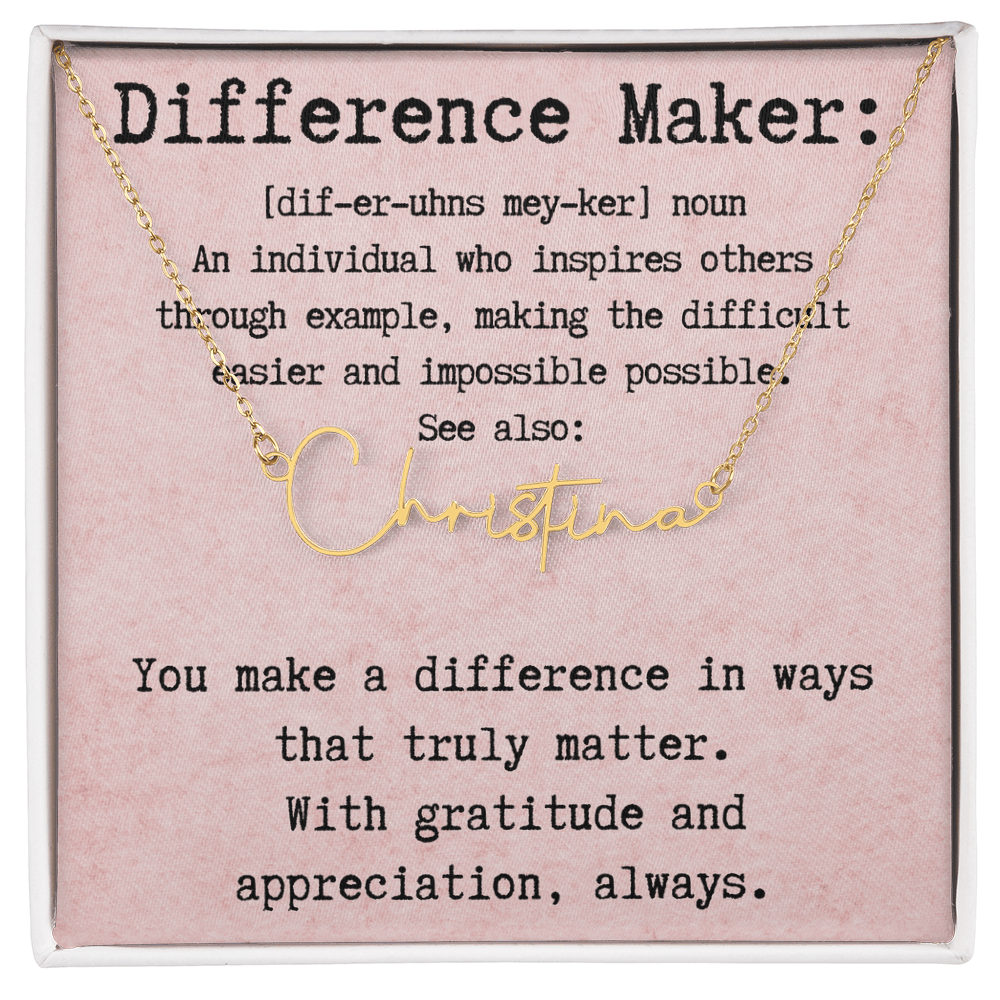 Personalized Necklace for a Real Difference Maker - Signature Style Name Necklace