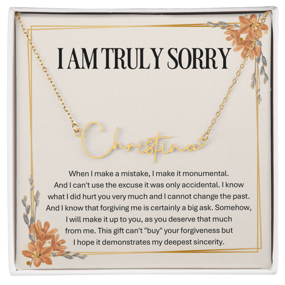 Personalized Apology Gift for Wife – Personalized Signature Style Name Necklace – Customized Jewelry with Her Name