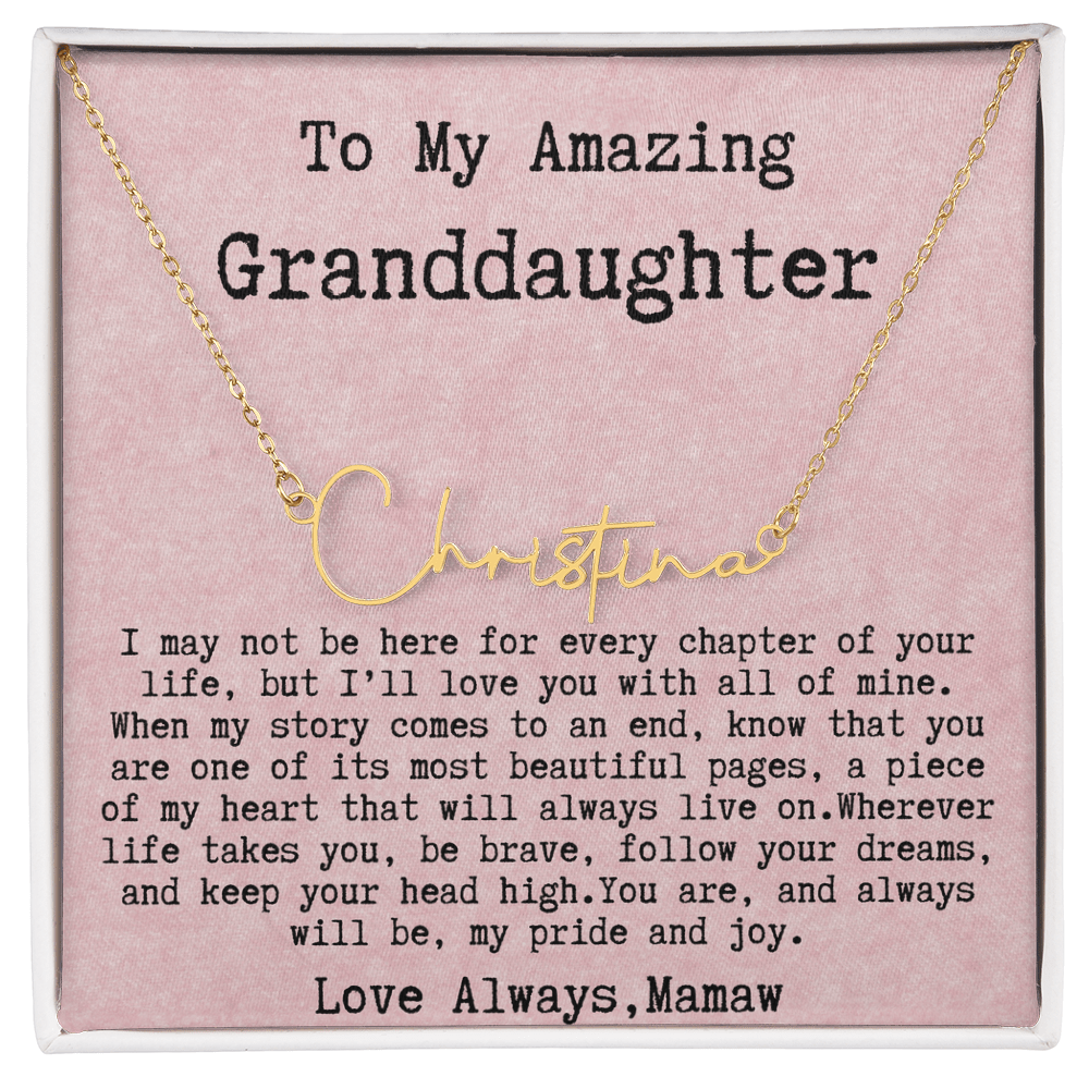 Personalized Birthday Gift for Granddaughter – Custom Signature Style Name Necklace – Unique Name Plate Necklace from Mamaw