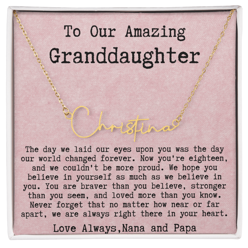 Personalized 18th Birthday Gift from Nana and Papa - Signature Style Name Necklace