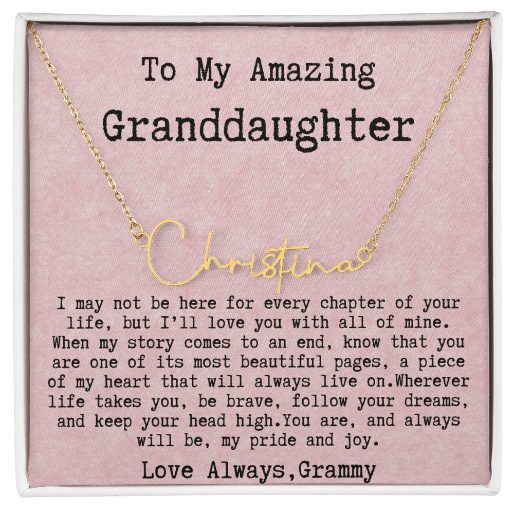 Personalized Birthday Gift for Granddaughter – Custom Signature Style Name Necklace – Unique Name Plate Necklace from Grammy