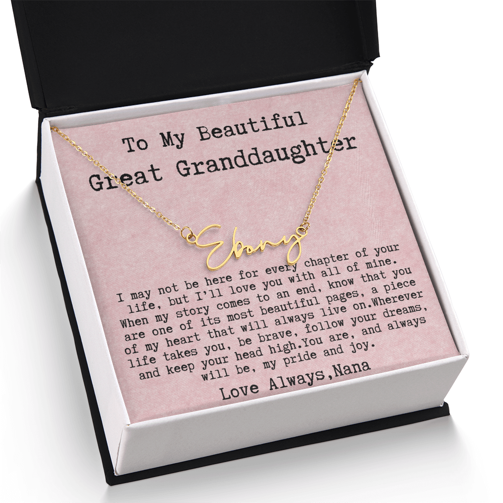 Gift for Great Granddaughter from Nana - Signature Style Name Necklace