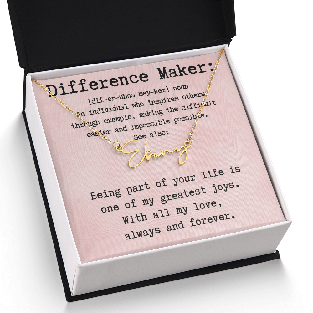 Customized Gift for Difference Maker - Signature Style Name Necklace