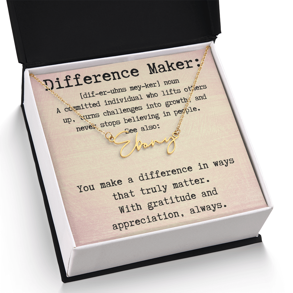 Unique Personalized Gift for a Difference Maker - Signature Style Name Necklace