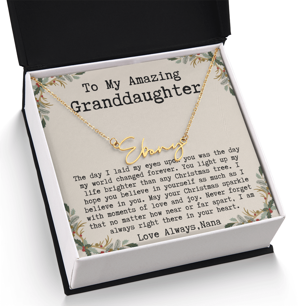 Custom Christmas Gift from Nana to Granddaughter - Signature Style Name Necklace