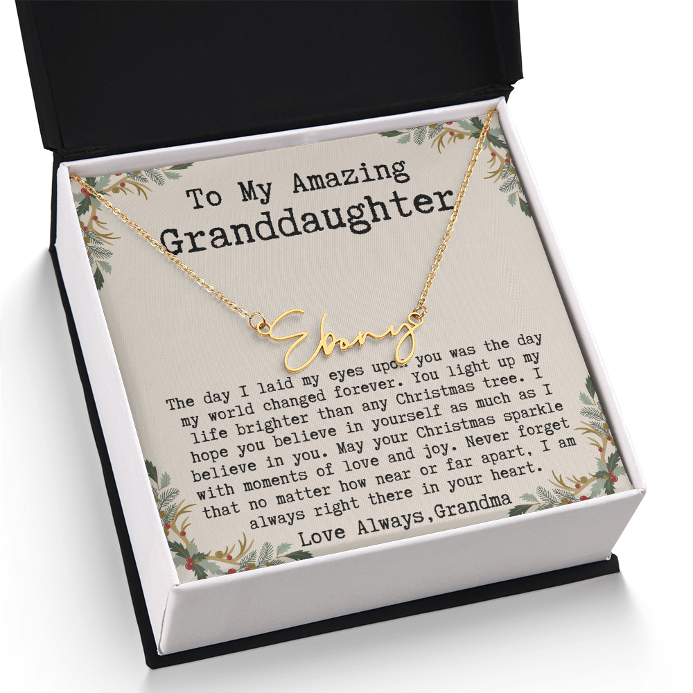 Custom Christmas Gift from Grandma to Granddaughter - Signature Style Name Necklace
