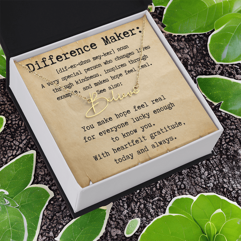 Personalized Gift for a Difference Maker - Signature Style Name Necklace