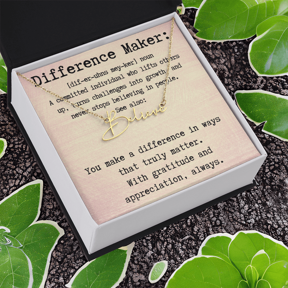 Unique Personalized Gift for a Difference Maker - Signature Style Name Necklace