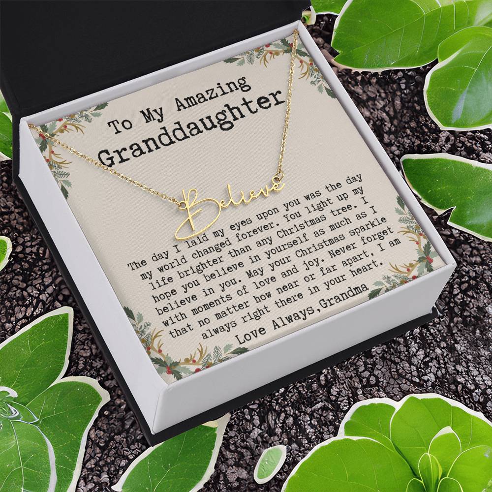 Custom Christmas Gift from Grandma to Granddaughter - Signature Style Name Necklace