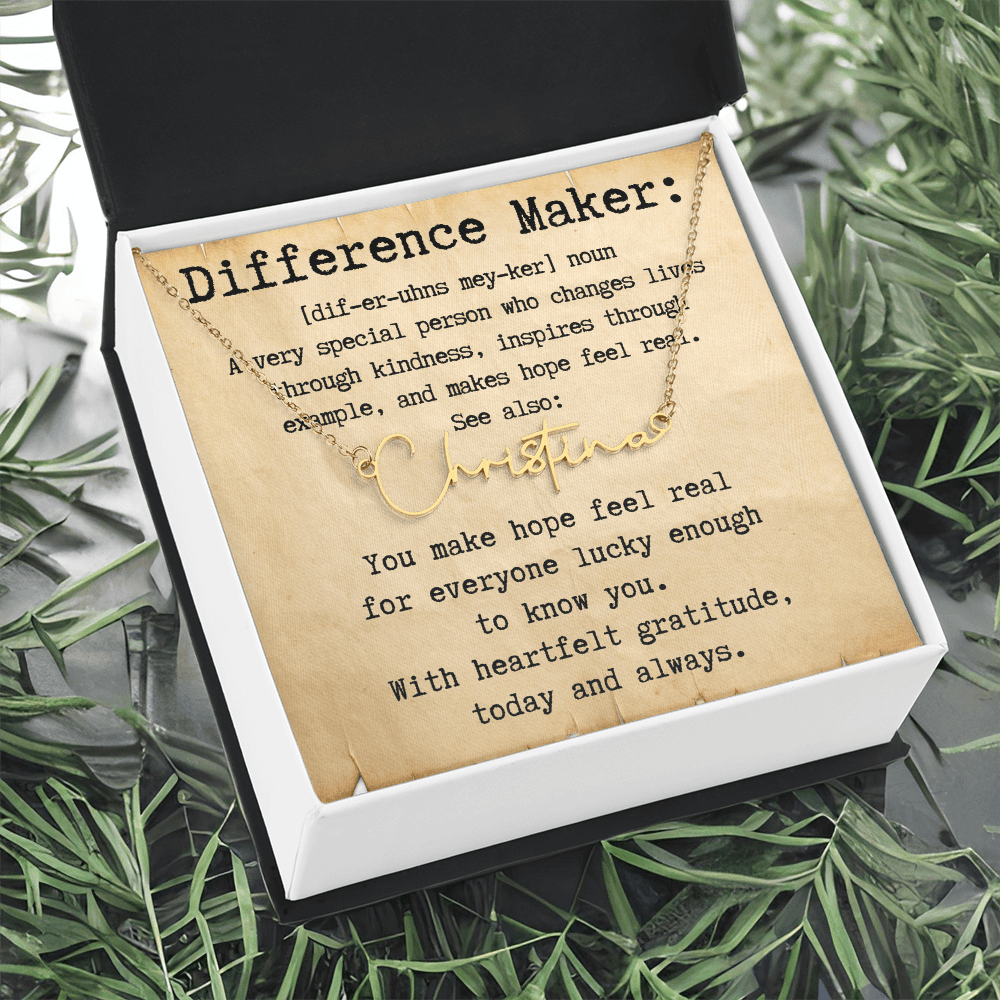 Personalized Gift for a Difference Maker - Signature Style Name Necklace