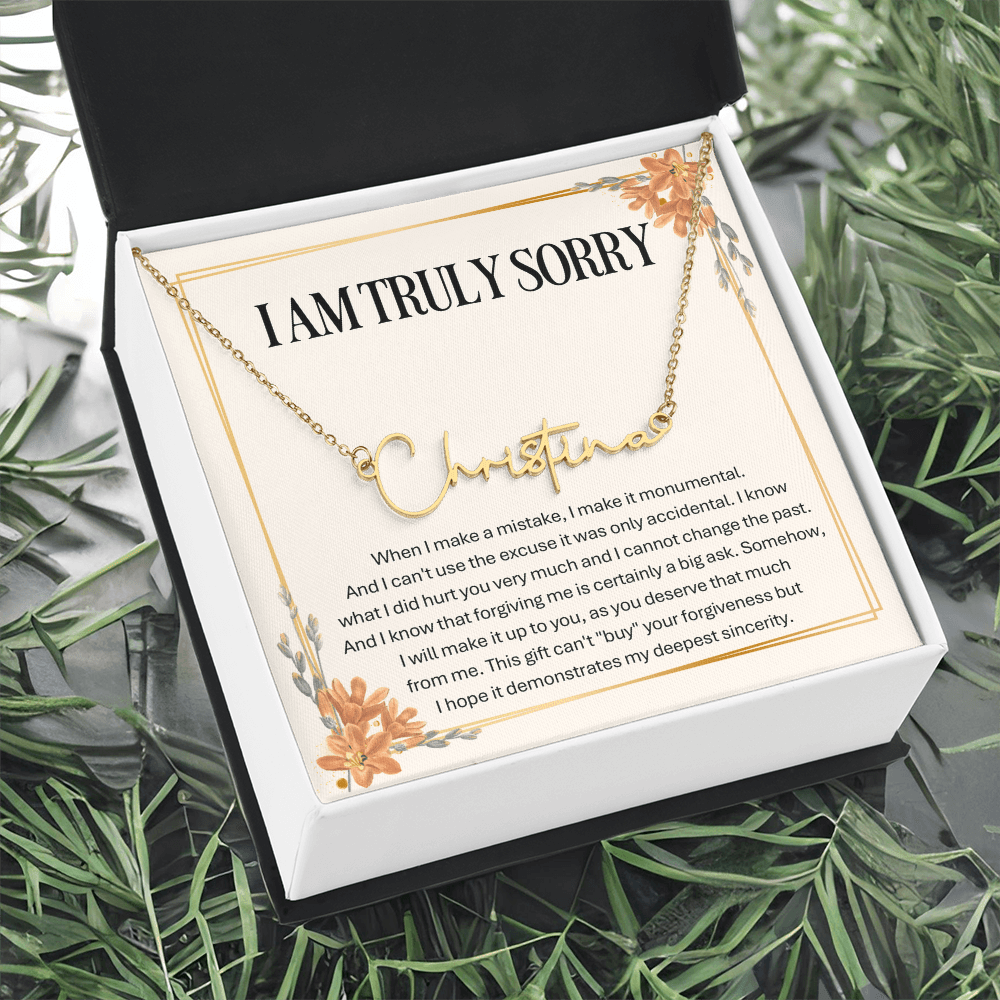 Personalized Apology Gift for Wife – Personalized Signature Style Name Necklace – Customized Jewelry with Her Name