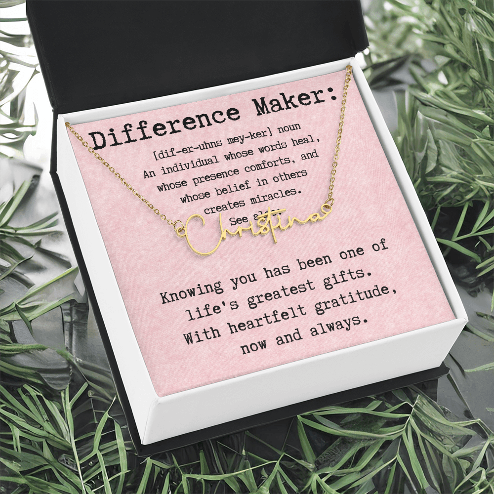 Personalized Name Necklace for a Difference Maker- Signature Style Name Necklace