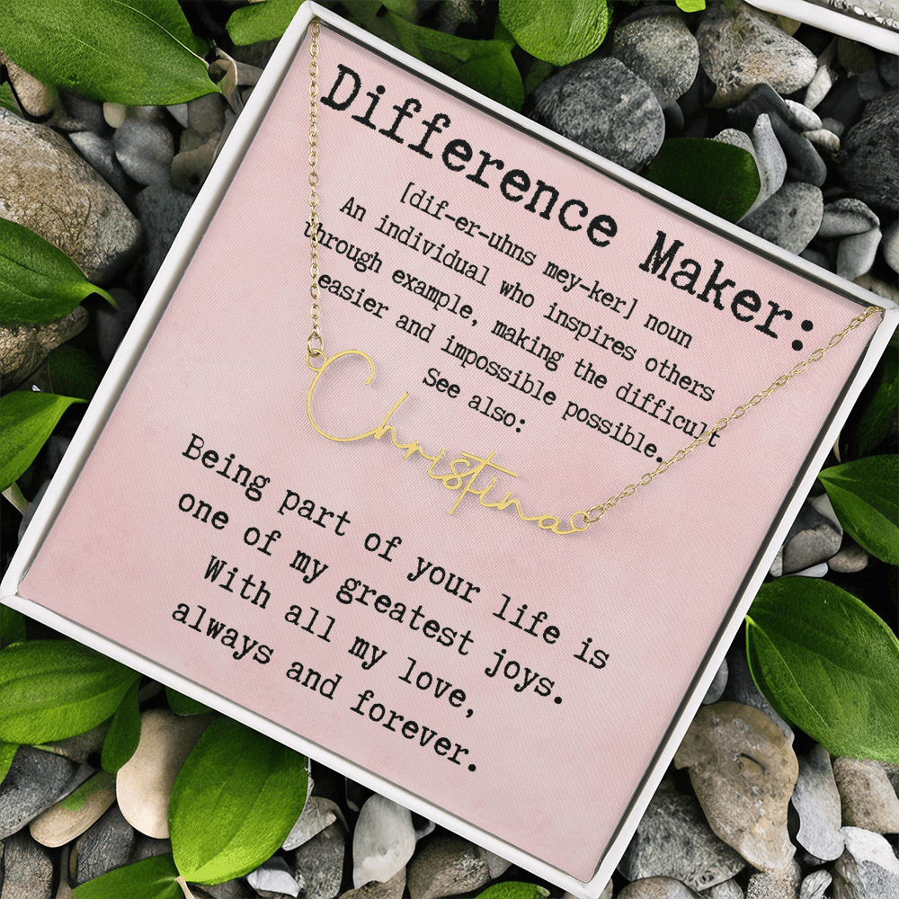Customized Gift for Difference Maker - Signature Style Name Necklace