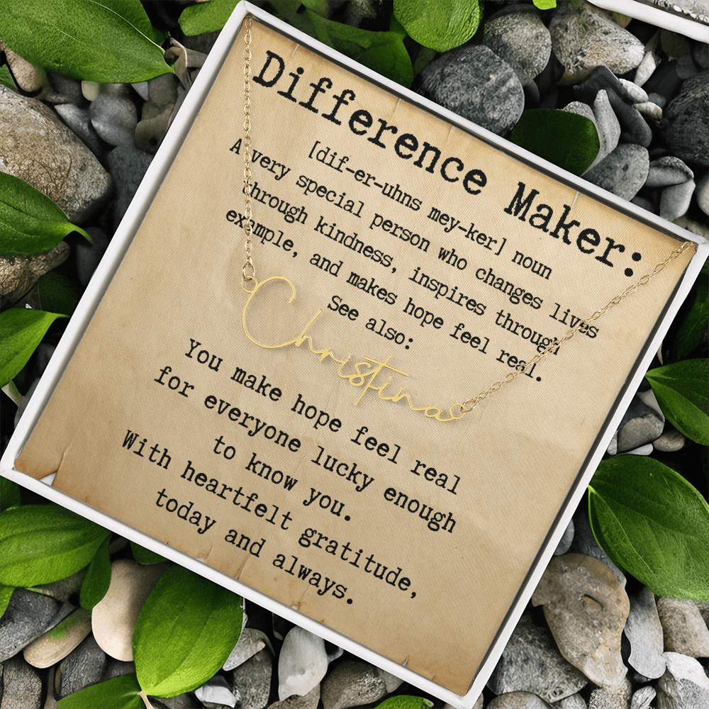 Personalized Gift for a Difference Maker - Signature Style Name Necklace