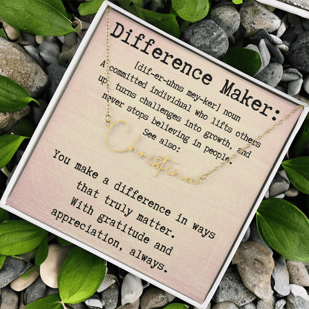 Unique Personalized Gift for a Difference Maker - Signature Style Name Necklace