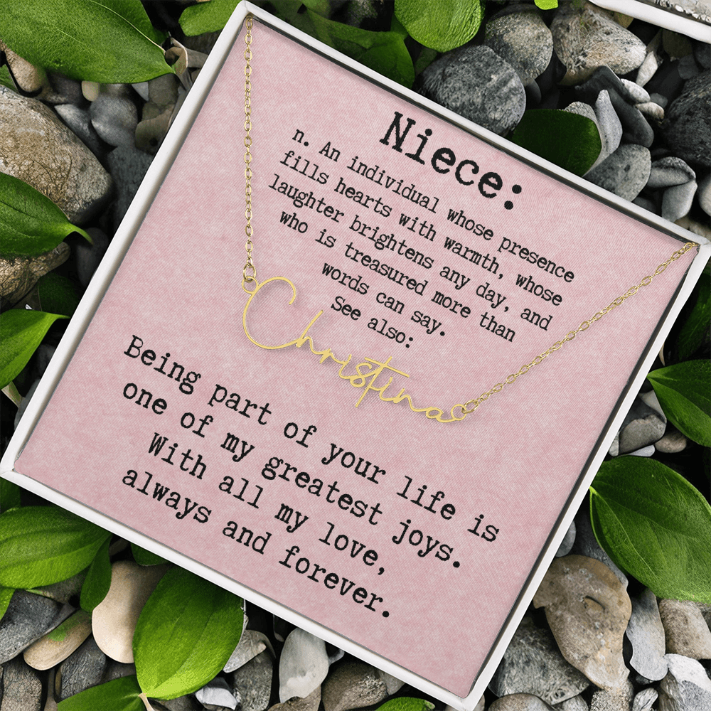 Personalized Birthday Gift for Niece – Custom Signature Style Name Necklace – Unique Name Plate Necklace Birthday Present from Aunt