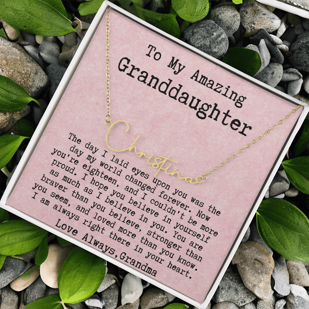 Personalized 18th Birthday Gift for Granddaughter from Grandma - Signature Style Name Necklace
