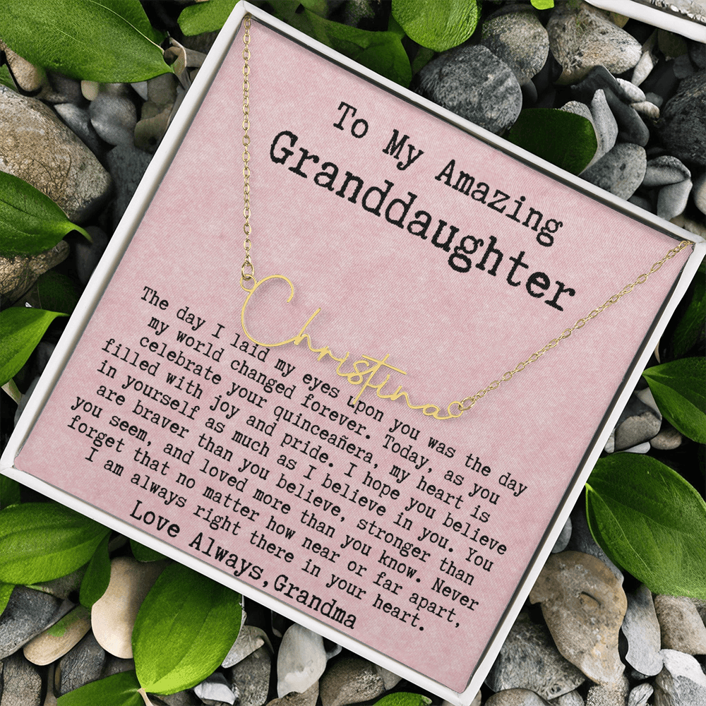 Personalized Quinceañera Gift from Grandma to Granddaughter - Signature Style Name Necklace