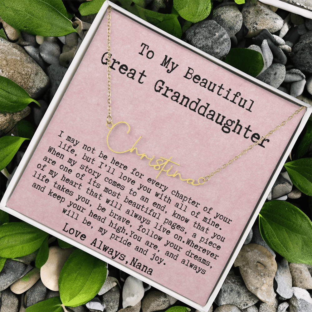 Gift for Great Granddaughter from Nana - Signature Style Name Necklace