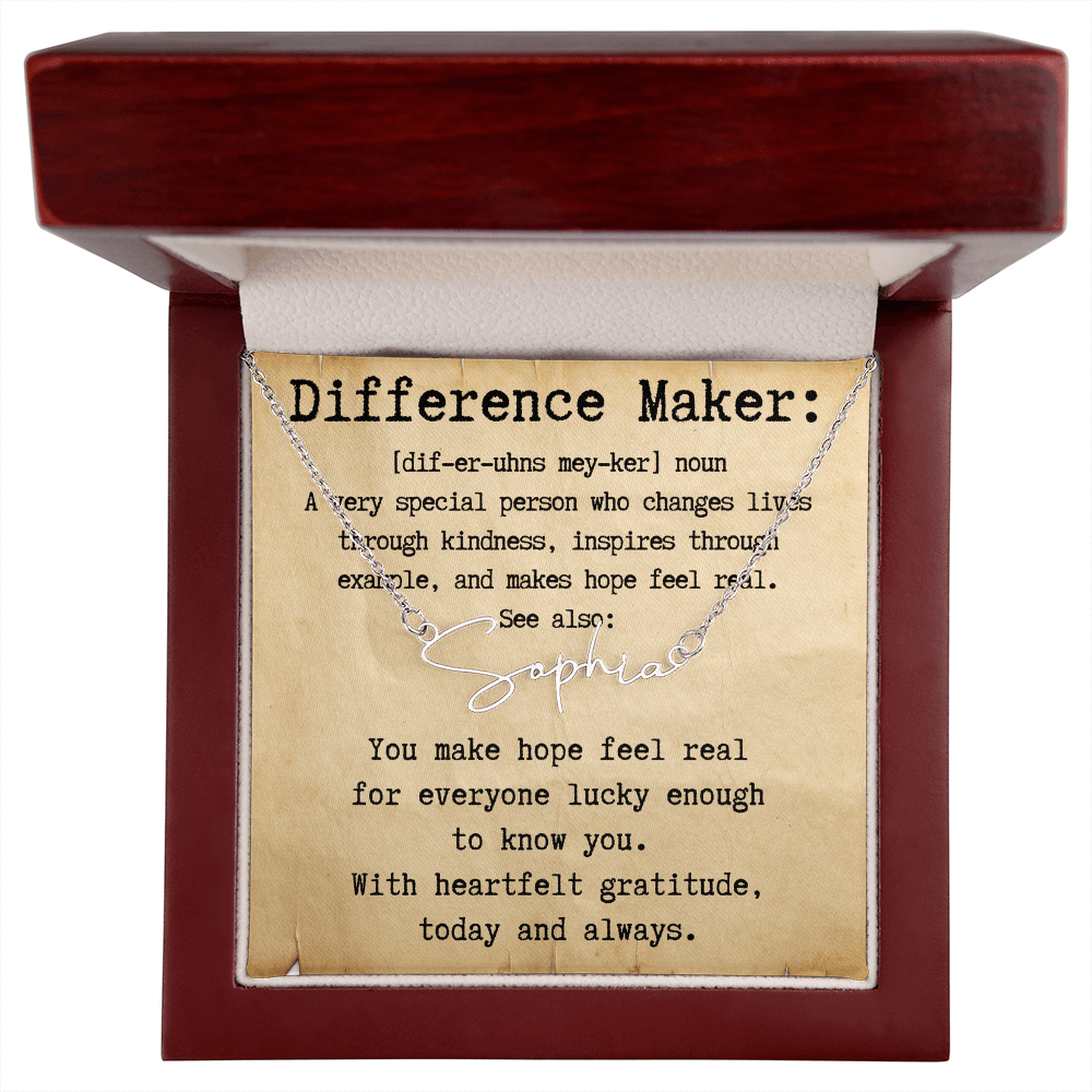 Personalized Gift for a Difference Maker - Signature Style Name Necklace