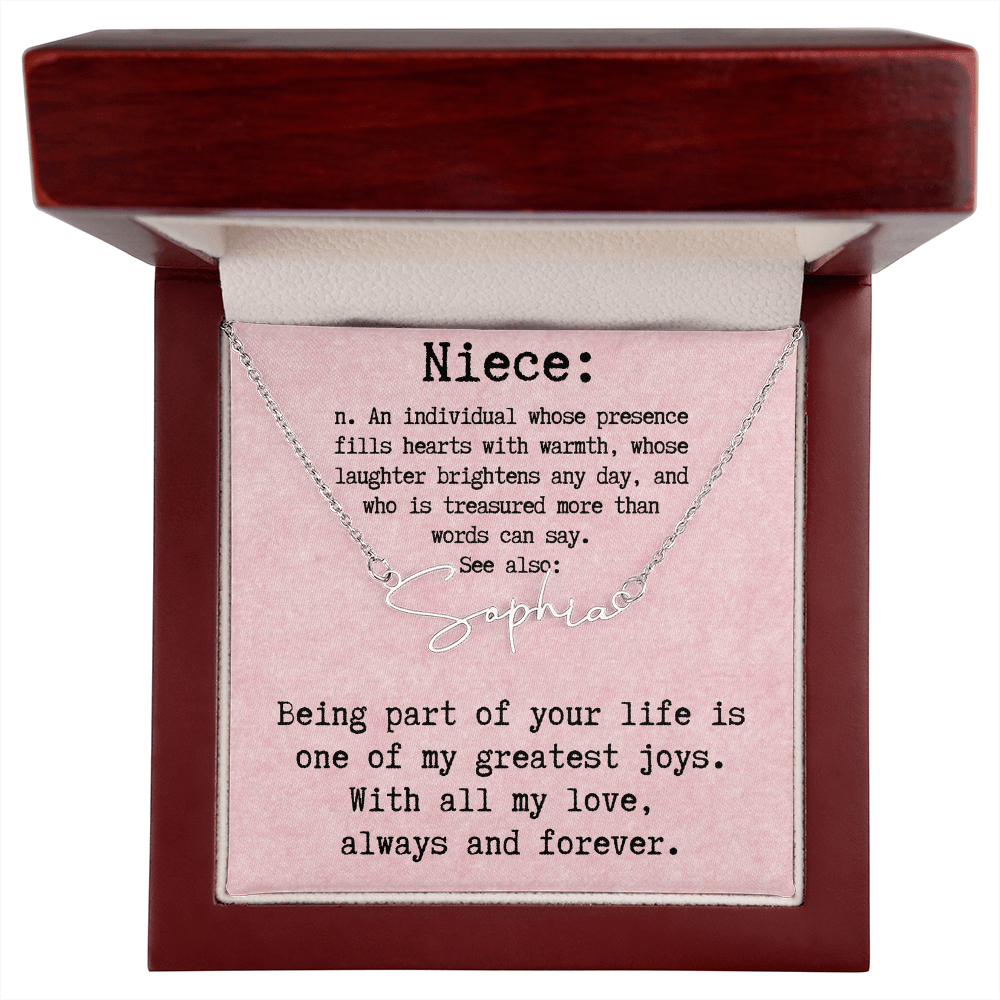 Personalized Birthday Gift for Niece – Custom Signature Style Name Necklace – Unique Name Plate Necklace Birthday Present from Aunt