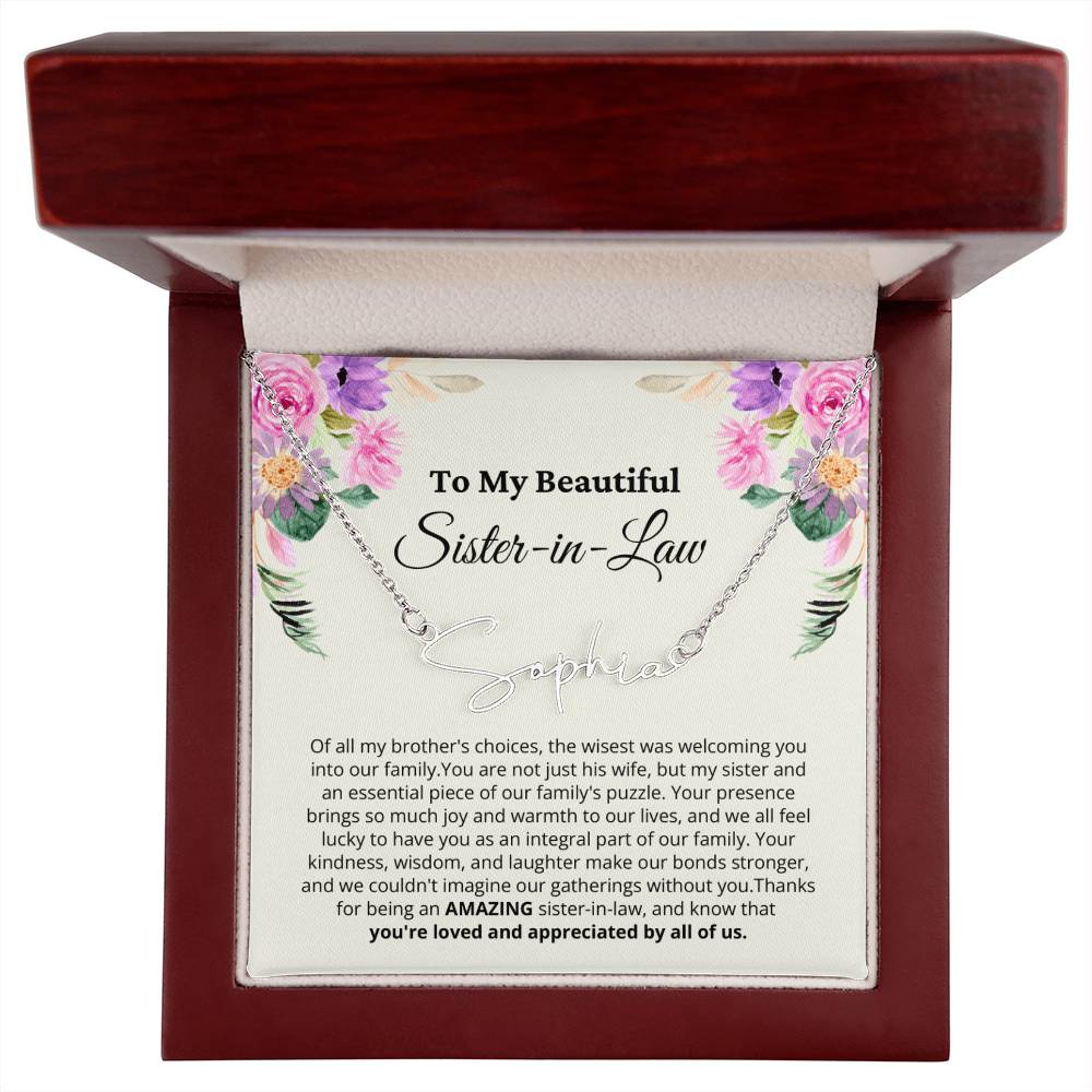 Personalized Gift from Groom's Sister to Sister-in-Law- Customizable Signature Style Name Necklace