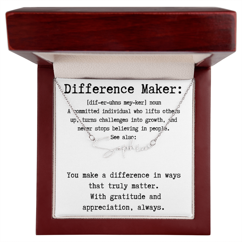Unique Gift for a Difference Maker - Signature Style Name Necklace
