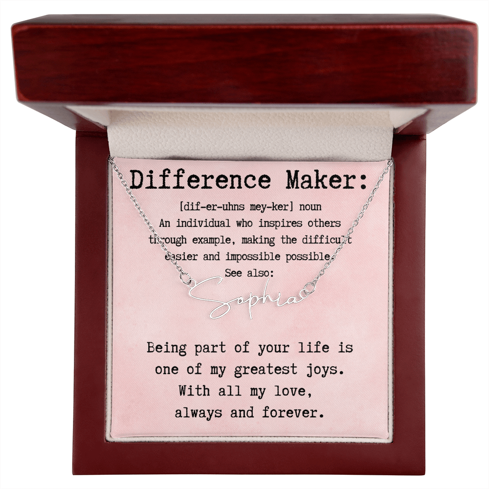 Customized Gift for Difference Maker - Signature Style Name Necklace