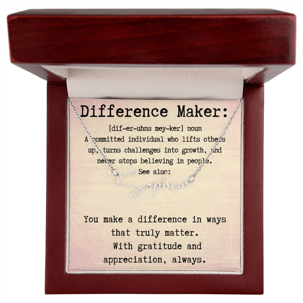 Unique Personalized Gift for a Difference Maker - Signature Style Name Necklace