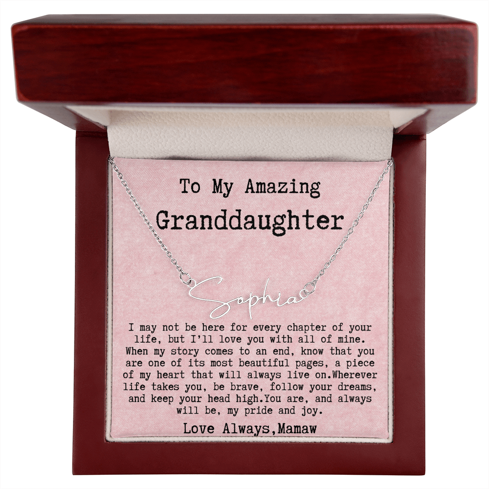 Personalized Birthday Gift for Granddaughter – Custom Signature Style Name Necklace – Unique Name Plate Necklace from Mamaw
