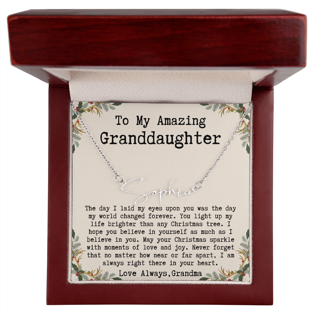 Custom Christmas Gift from Grandma to Granddaughter - Signature Style Name Necklace