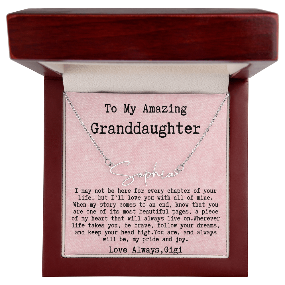 Personalized Birthday Gift for Granddaughter – Custom Signature Style Name Necklace – Unique Name Plate Necklace from Gigi