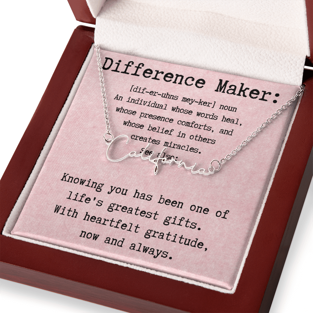 Personalized Name Necklace for a Difference Maker- Signature Style Name Necklace
