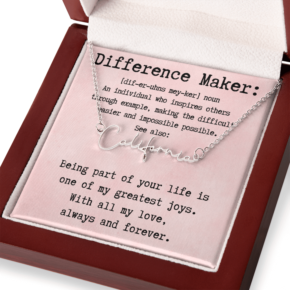 Customized Gift for Difference Maker - Signature Style Name Necklace