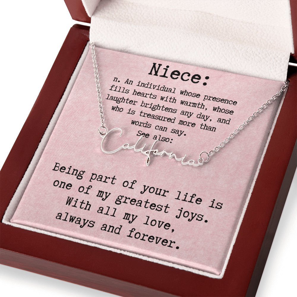 Personalized Birthday Gift for Niece – Custom Signature Style Name Necklace – Unique Name Plate Necklace Birthday Present from Aunt