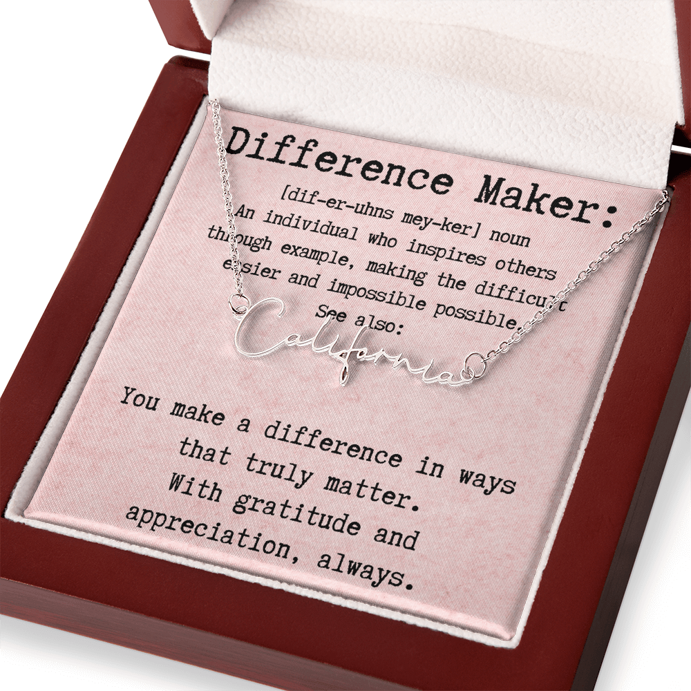 Personalized Necklace for a Real Difference Maker - Signature Style Name Necklace