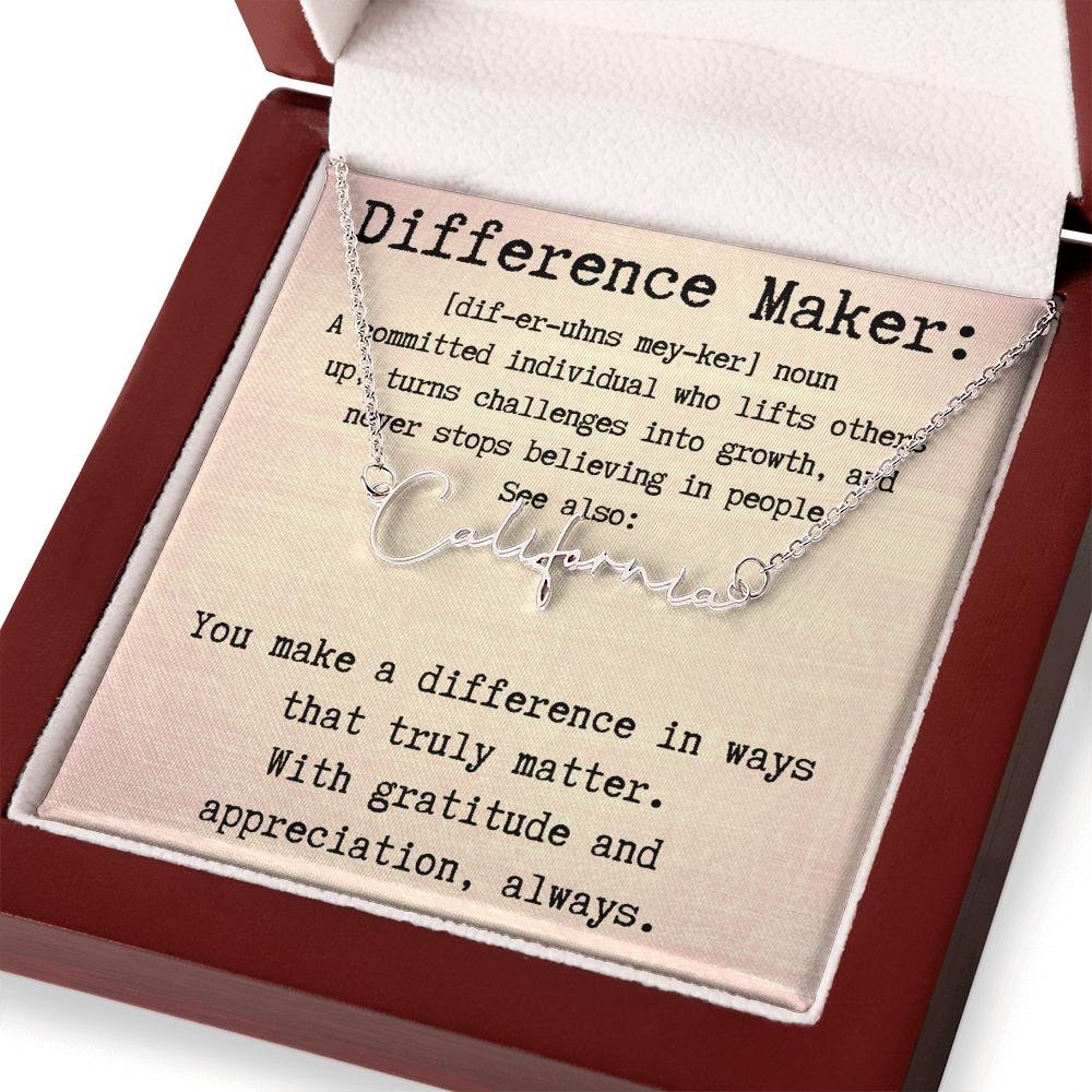 Unique Personalized Gift for a Difference Maker - Signature Style Name Necklace