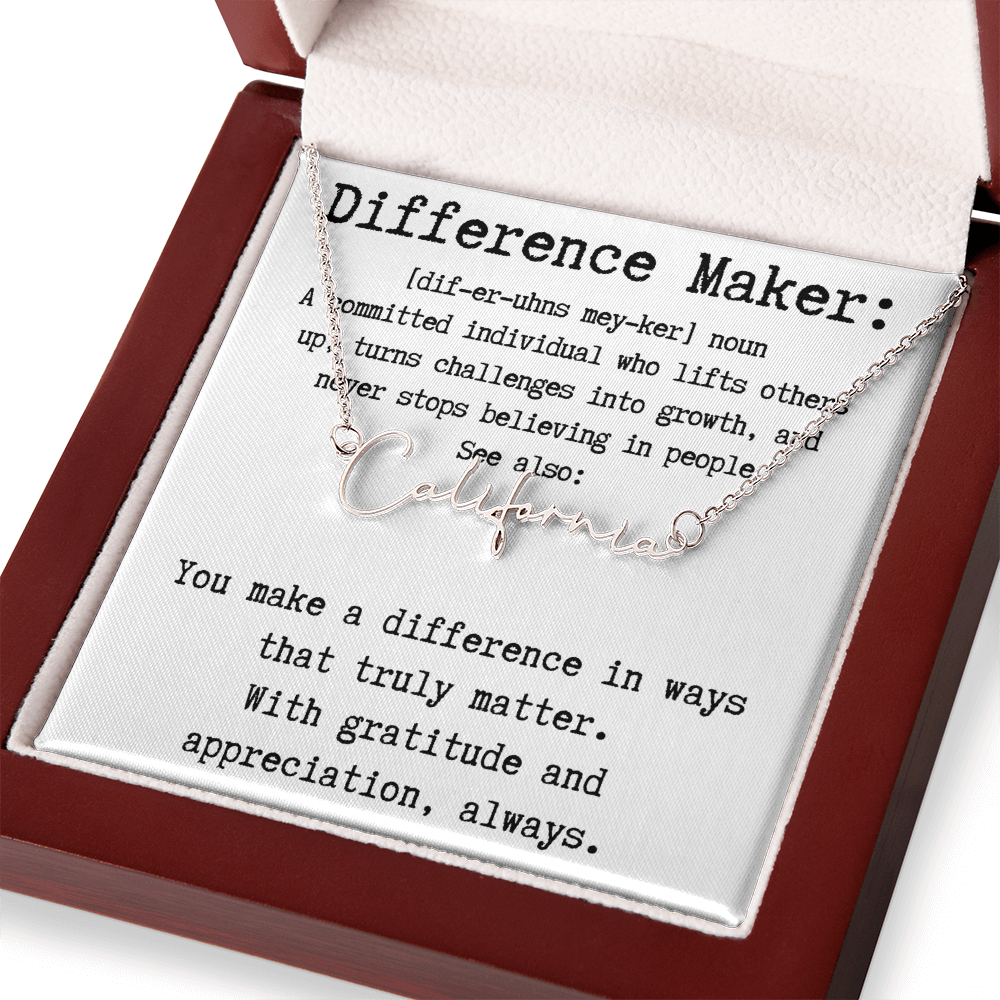 Unique Gift for a Difference Maker - Signature Style Name Necklace