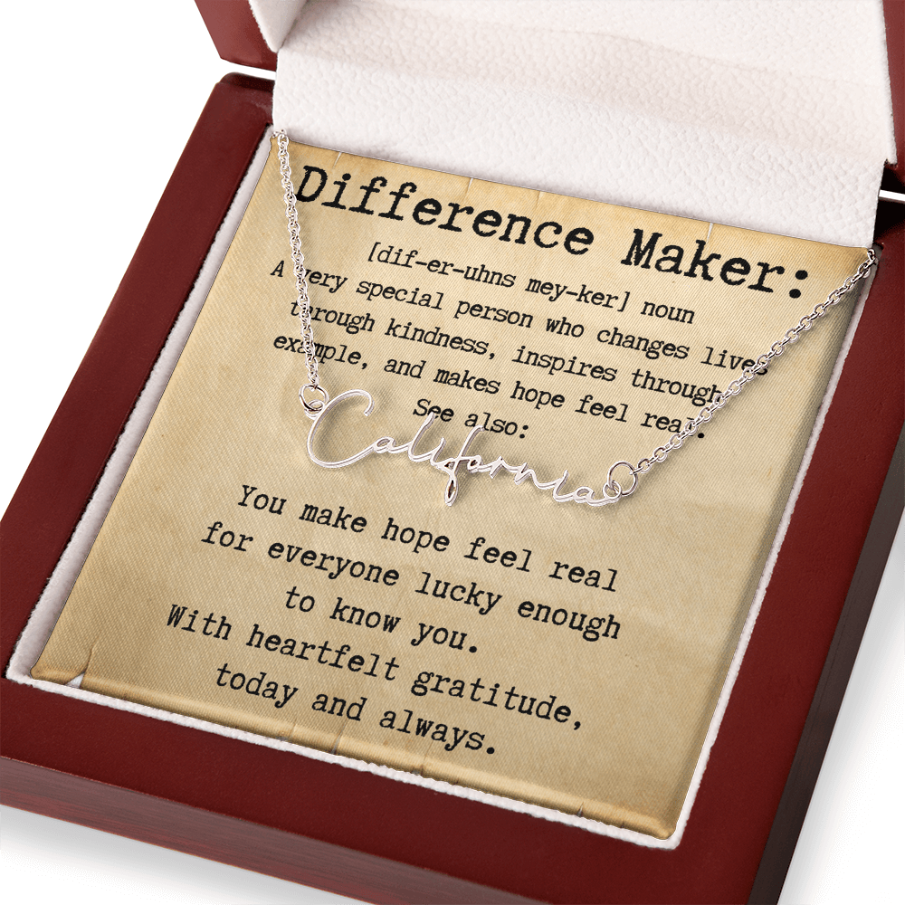 Personalized Gift for a Difference Maker - Signature Style Name Necklace