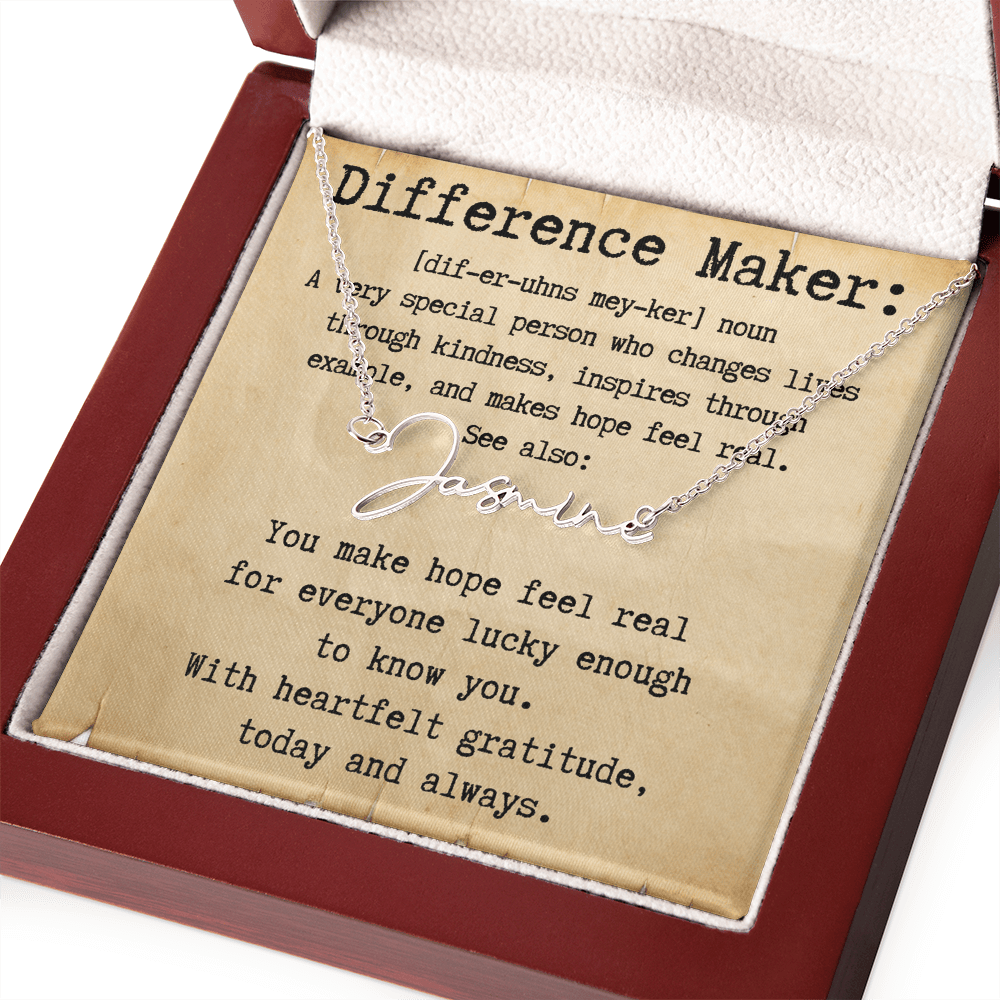 Personalized Gift for a Difference Maker - Signature Style Name Necklace