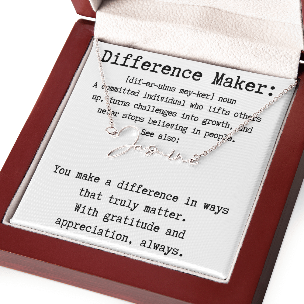 Unique Gift for a Difference Maker - Signature Style Name Necklace